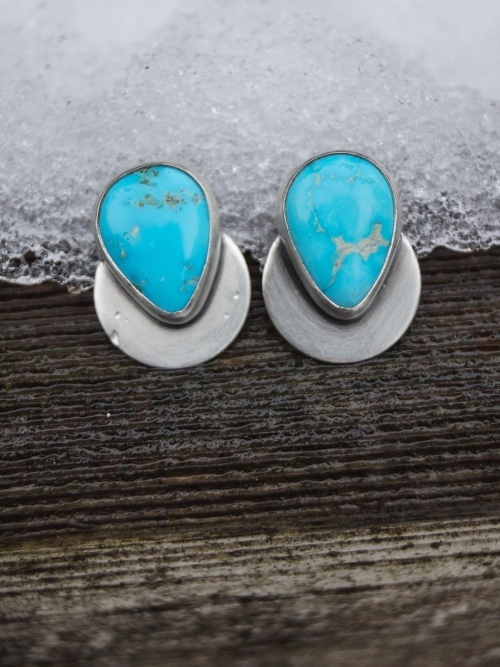 Sonoran Turquoise Teardrop Sterling Silver Stud Earrings